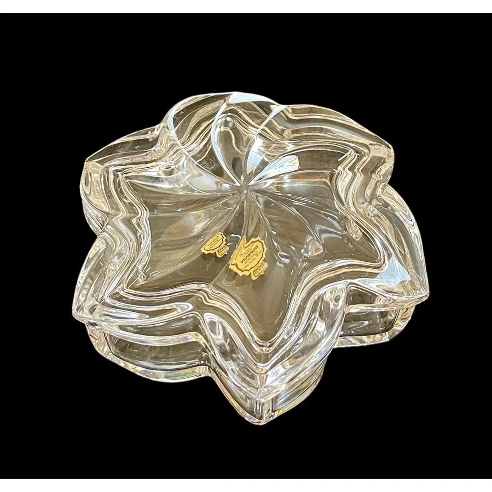 Vintage Full Lead Crystal Star Shaped Trinket‎ Dish w/ Lid Bavaria W. Germany